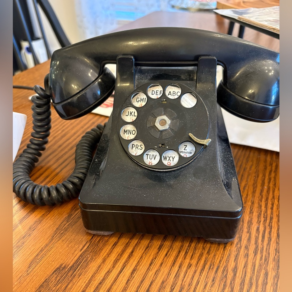 Vintage Western Electric 302 Deco Black Rotary Desk Bakelite Phone F1